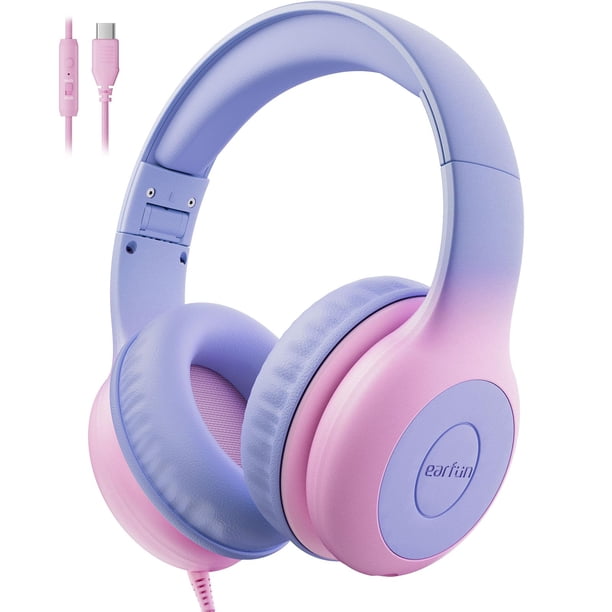 Auriculares con cable EarFun K1 para niños, USB-C, micrófono, límite de volumen