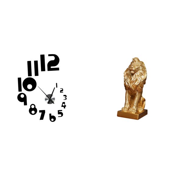Reloj de pared DIY,Reloj de pared 3D DIY,pegatinas decorativas de pared,silencioso,Reloj de pared grande creativo sin marco minimalista,Figura de león,Estatua de león en