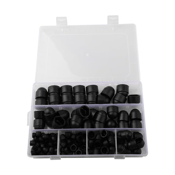 RANMEI 145Pcs Screw Covers And Nuts Plastic Protector For Screws Hex Black Covers