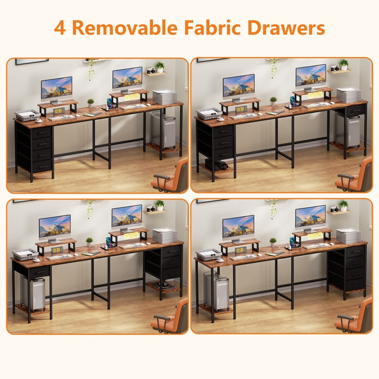 Satifur 59" L-Shaped Desk, Power Outlets & Monitor Stands photo 8