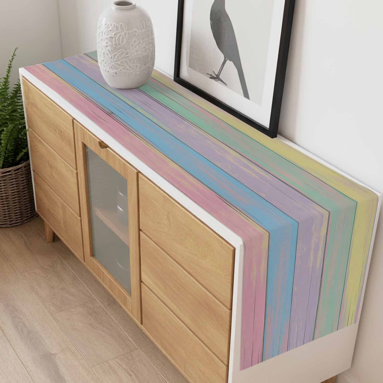 Easter Table Runner 90 Inches Long Farmhouse Dress Scarves, Farmhouse Ombre Colorful Wooden Grain Retro Dining Tablerunner for Coffee Table/Kitchen Island/Party Décor, 13" x 90"