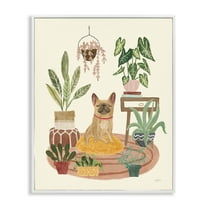 Stupell Industries Urban Dog with Plants Animals & Insects Painting White Framed Art Print Wall Art, 11 x 14