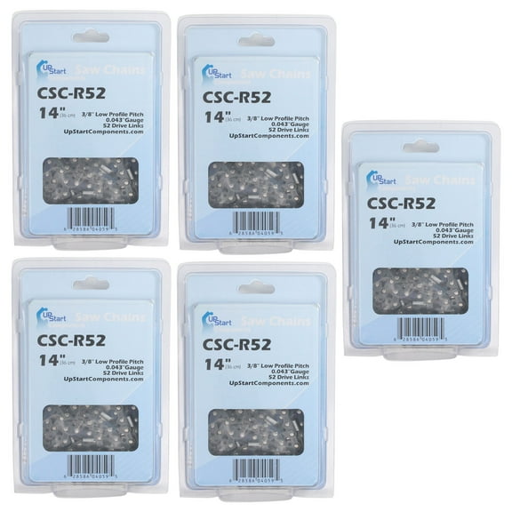 5-Pack 14-Inch Chainsaw Chain Replacement for Husqvarna 536 LiXP - (14", 3/8", .043", 52 DL)