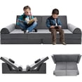 thumbnail image 5 of FICISOG 11PCS Kids Couch Play Set, Modular Sofa Fold Out Couch Playhouse Play Set for Toddlers, 70.9" x 31.5" x 19.7", Gray, 5 of 10