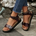thumbnail image 4 of Dakaela Women's Cork Footbed Sandals Leather Comfortable Arch Support Slip on Summer Slides with Adjustable Ankle Buckles Size 8, 4 of 9