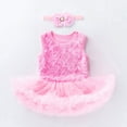 thumbnail image 4 of LUOGENLI Girl Summer Outfits 5T Summer Baby Girls Birthday Tutu Dress Rose Romper Bodysuits Lace Skirt Sleeveless Jumpsuits Headband Princess Outfit Girls Summer Outfits Size 6/6X 3-6 Months, 4 of 4