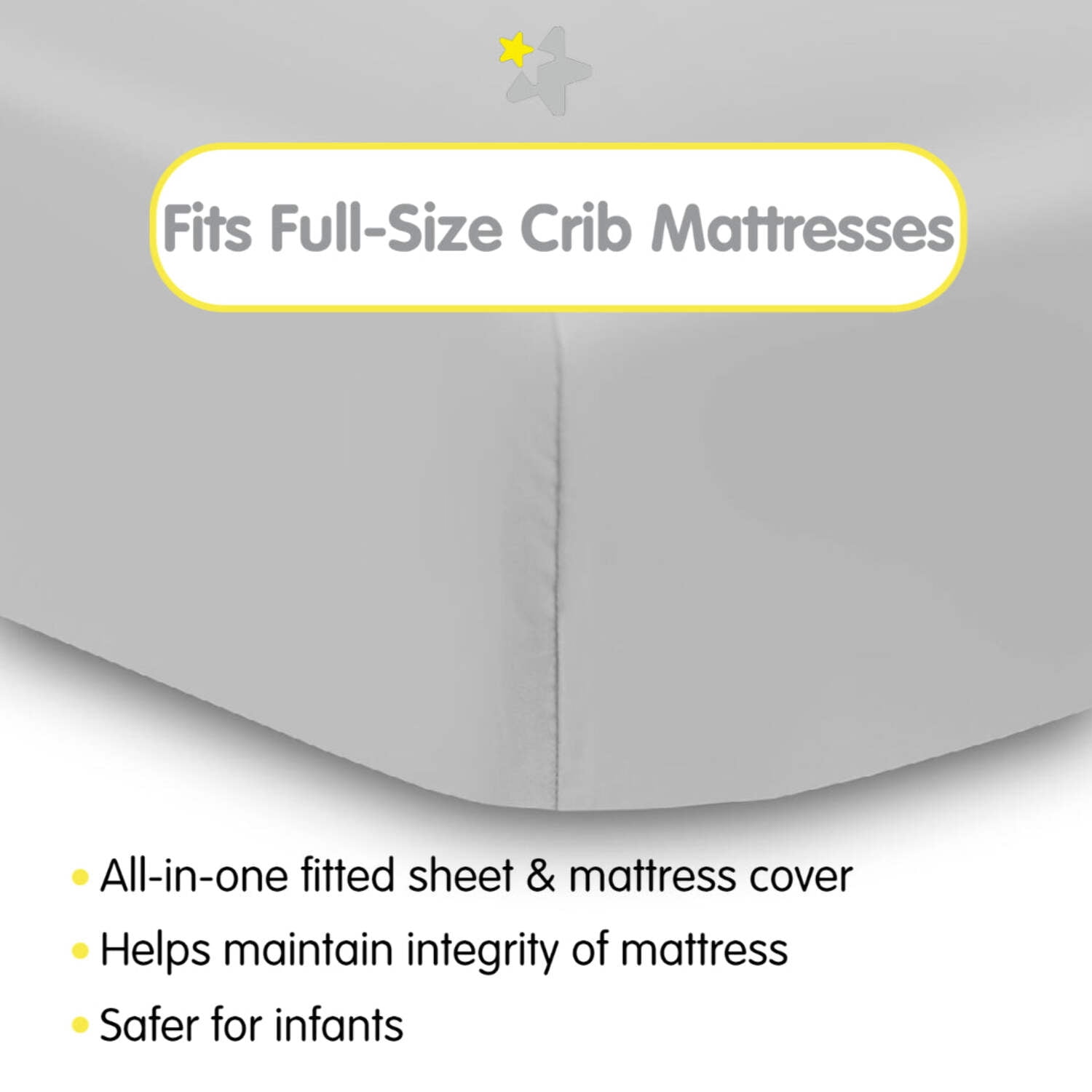 BreathableBaby BreathableBaby All-in-One Fitted Sheet & Waterproof Cover for Crib Mattresses, 2-Pack, Gray