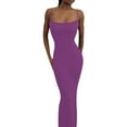 thumbnail image 2 of Women's Spaghetti Strap Low Cut Bodycon Maxi Dress Square Neck Sleeveless Backless Tight Slip Elegant Long Cami Dress, 2 of 4