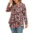 thumbnail image 4 of TARAINYA Women's Plus Size Tops Long Sleeve Henley V Neck Button Up Flowy T Shirts Tunic Loose Blouses, 4 of 8