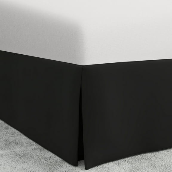Bed Maker's Wrap-Around Hassle Free, Never Lift Your Mattress Tailored Bed Skirt, 14" Drop Length, Twin, Black