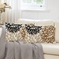 thumbnail image 3 of Brown Tan Black Pillow Covers 12x20 Inch Set of 2 Dahlia Floral Decor Throw Pillows Spring Summer Modern Geometry Flower Outdoor Decorative Cushion Cases for Sofa Couch Bed Decorations, 3 of 6