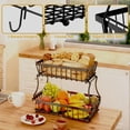thumbnail image 5 of Fruit Basket for Kitchen Counter, 2 Tier Fruit Vegetable Basket with 2 Mobile Banana Hangers, Detachable Metal Bread Basket for Vegetables Snacks Fruits, Black, 5 of 6