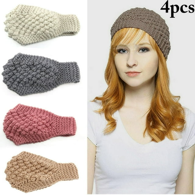 4 Pcs Bandeau pour Femmes Mode Tricoté Cache-Oreilles Bande pour Cheveux Serre-Tête