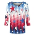 thumbnail image 4 of YanHoo 3/4 Sleeve Shirts for Women Plus Size USA Flag Graphic Patriotic Shirts for Women,Womens 4th of July Shirt,Stars & Stripes Independence Day Shirts for Women, 4 of 5