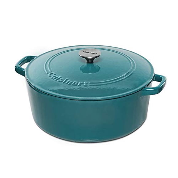 Cazuela Cuisinart Chef's Classic de hierro fundido esmaltado, 7 litros, color verde azulado
