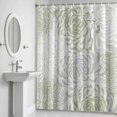 thumbnail image 5 of Floral Pattern Shower Curtain for Bathroom Decor, Outline White Green Chrysanthemum Graphic Waterproof Fabric Shower Curtain, 66"x72" Set with 12 Hooks, 5 of 9