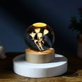 thumbnail image 1 of InnotechSC 3D Cuatro Rose en Bola de Cristal de 60 Mm Esfera de Vidrio Grabada con Láser Decoración Del Hogar con Base de Luz de Madera, 1 of 5