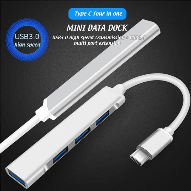 VONKY USB C Hub 4-Port USB C Hub Multi-port Adapter for Desktop Computer PC Notebook Mobile Phones Grey