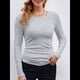 thumbnail image 3 of Camisetas Básicas Ajustadas Informales de Cuello Redondo y Larga Acanaladas para Mujer Flor Gris M, 3 of 6