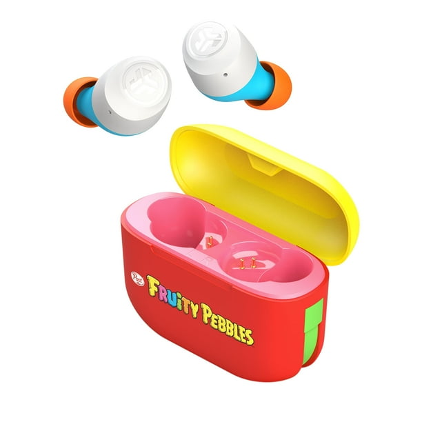 JLab Go Air Pop True Auriculares inalámbricos Bluetooth y estuche de carga, Fruity Pebbles, conexión dual, resistencia al sudor IPX4, conexión Bluetooth 5, firma de 3 configuraciones de sonido EQ, equ