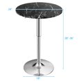 thumbnail image 3 of Giantex Round Bar & Pub Table, Height Adjustable Bistro Table w/Faux Marble Top, 360° Swivel Cocktail Table, 3 of 8
