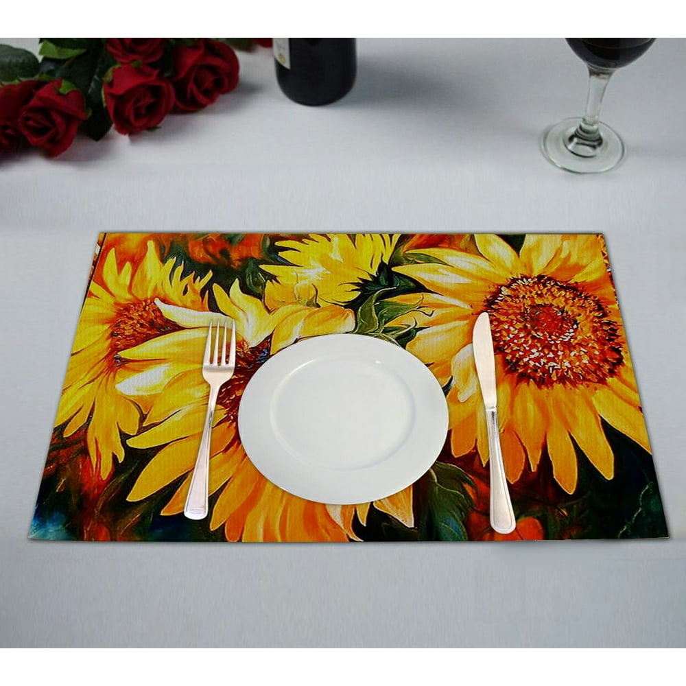 ZKGK Sunflowers Placemat Table Mat 12x18 inches,Set of 2