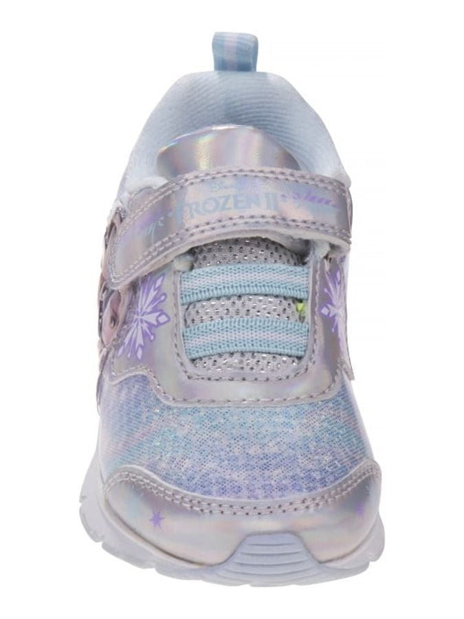 Disney Frozen II Anna & Elsa Girls Hook & Loop Light Up Sneakers - Lavender Silver, 10