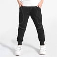 thumbnail image 4 of Edvintorg Boys Pants Solid Color Elastic Waisted Cuffed Sweatpant Outdoor Casual Workout Pant with Pocket Kids Clothes Boys Size 5-13, 4 of 5