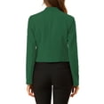 thumbnail image 3 of Blazer de Travail pour Femme Sans Col, Veste de Tailleur Décontractée de Bureau, Blazer Court, G Vert Foncé, 3 of 8