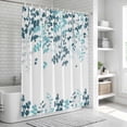thumbnail image 5 of Teal Blue Leaves Shower Curtain Set - Small 36" x 72" Washable Bathtub Curtain with 12 Hooks, Summer Botanical Waterproof Fabric Stall Shower Curtains for Bathroom/Bathtub Décor, 5 of 6