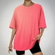 thumbnail image 2 of Tops Cortos para Mujeres, Gradiente Cuello Redondo Gota Hombro Camiseta de Manga Corta Top Casual Hecha de 95% Poliéster 5% Elastano, Camisetas Casuales para Mujer, 2 of 3