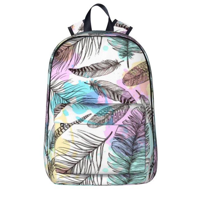 Mochila con estampado de plumas, mochila para portátil, bolsa de viaje, senderismo, mochila de negocios para mujeres y hombres.
