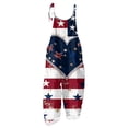 thumbnail image 3 of JULMCOMO 4th of July Jumpsuits for Women 250th Year Cotton Linen Spaghetti Straps Plus Size Red White Blue Overalls Stars Stripes Wide Leg Sleeveless Patriotic Rompers with Pockets Dark Blue L, 3 of 6