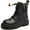 Black Velvet, variant on Women's Leather Lace Up Combat Platform Ankle Boots with Double Side Zipper Classic Round Toe Chunky heel Lug Sole Non-Slip Mid Calf Booties