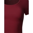 thumbnail image 4 of A2Y Women's Basic Cute Scoop Neck Cotton Short Sleeve Crop Top Dark Burgundy M, 4 of 5