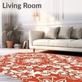 thumbnail image 2 of ODIKA 6'x9' Machine Washable Non-Slip Area Rug, Vintage Floral Medallion with Ornate Interlocking Petals and Vines High Traffic Rug with Pad, Red, 464817, 2 of 8