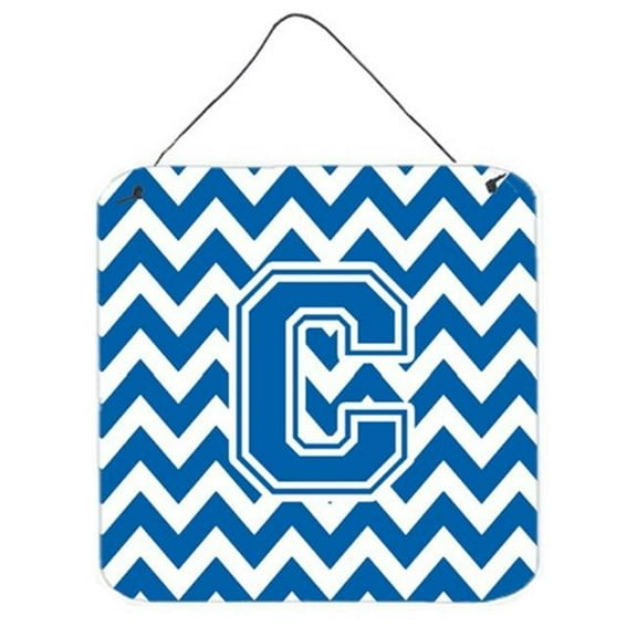Letter C Chevron Blue & White Wall or Door Hanging Prints, 6 x 0.02 x 6 in.
