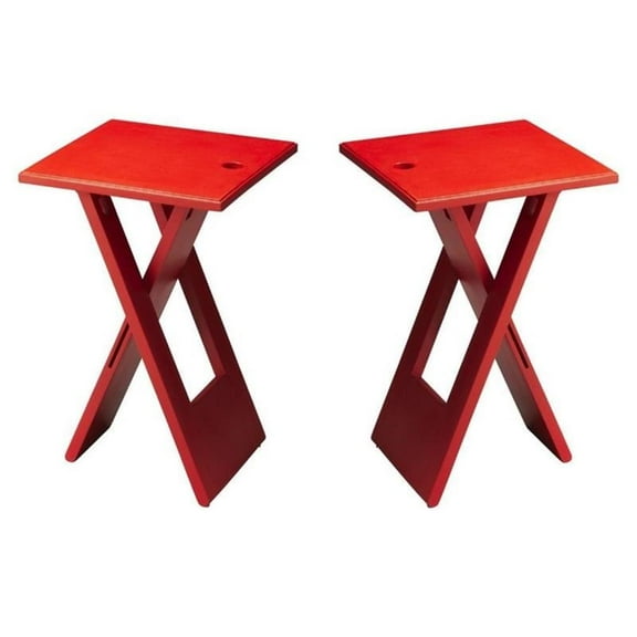 Home Square 19.25"H Transitional Folding End Table in Red - Set of 2