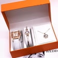 thumbnail image 1 of Juego de reloj ANGGREK de cuarzo con collar y pulsera hipoalergénico para mujer, 1 of 8