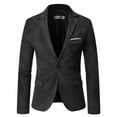 thumbnail image 2 of YLSDY Men's Corduroy Blazer Slim Fit Business Suit Jacket One Button Sport Coats with Flap Pockets Black M, 2 of 4