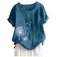 thumbnail image 1 of Babysbule Womens Summer Tops Clearance Womens Casual Loose Button Linen Plus Size Print Boho Tanic Shirt Blouse Tops, 1 of 2
