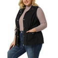 thumbnail image 4 of Agnes Orinda Women's Plus Size Sleeveless Anorak Cargo Coats Zip Button Drawstring Waist Vest Jackets 4X Black, 4 of 7