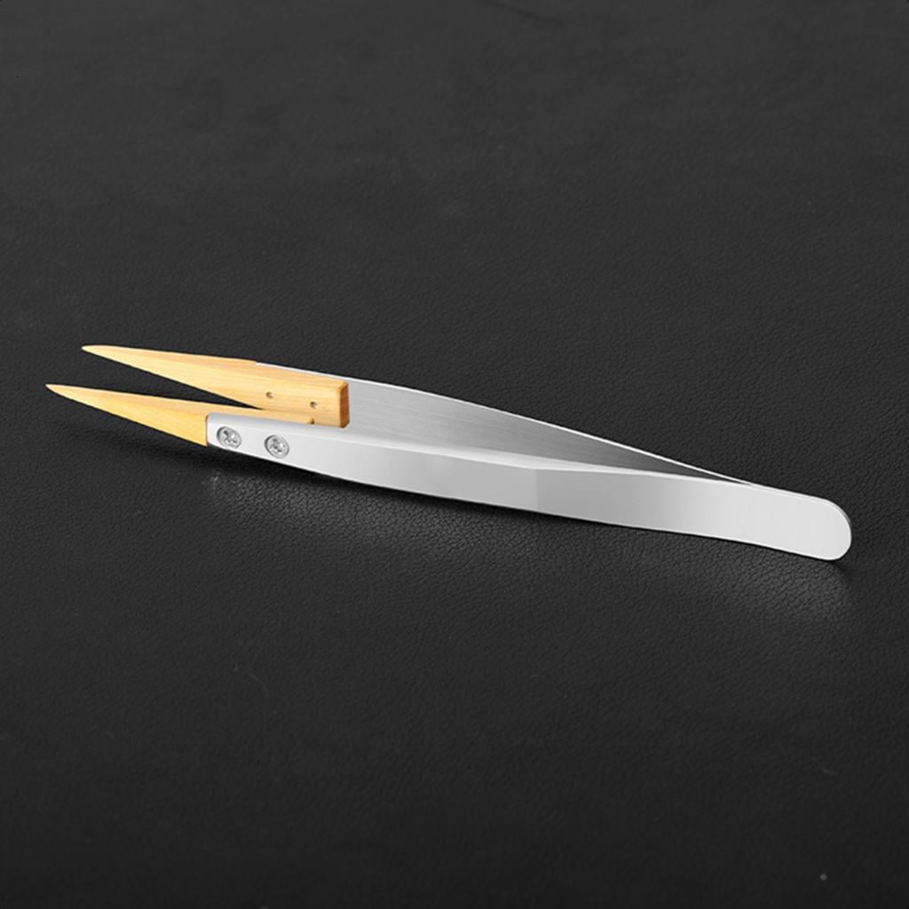 CEORPER Antimagnetic Tweezer With Boxwood Grip For Delicate Instrument Maintenance