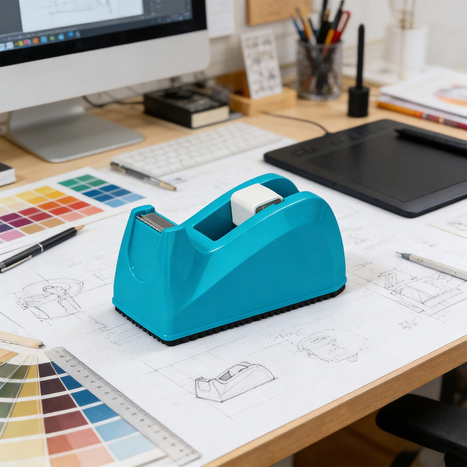 Tape Dispenser Equipped with Antiskid Base and Blades Smooth Rollers, Suitable for Tapes Width within 18mm