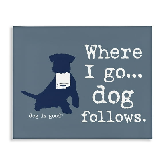 Stupell Industries Where I Go Dog Follows Animals Painting Wrapped Canvas Art Print Wall Art, 20 x 16
