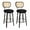 Black, variant on Rattan Bar Stools Set of 2, Swivel Counter Height Barstools with Back, Farmhouse Upholstered Kitchen Chairs with Back & Footrest Mid Century Modern Wood Countertop Bar Chairs for Kitchen Island White