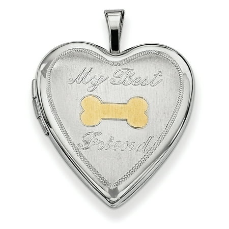 Sterling Silver Rhodium-plated Gold-plate My Best Friend Dog Bone Heart
