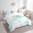 thumbnail image 3 of Castle Fairy Boys Girls Cartoon Rabbit Girl Bedding Comforter Set 7 Pieces,Dreamy Princess Full Bedding Set Lightweight,Cute Stars Print Fitted Sheet Flat Sheet,Microfiber Bedroom Decor,Reversible, 3 of 8