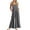 Dark Gray, variant on Womens Jumpsuits Ribbed Overall Solid Color Square Neck Sleeveless Summer Casual Wide Leg Loose Rompers Jumpers with Pockets