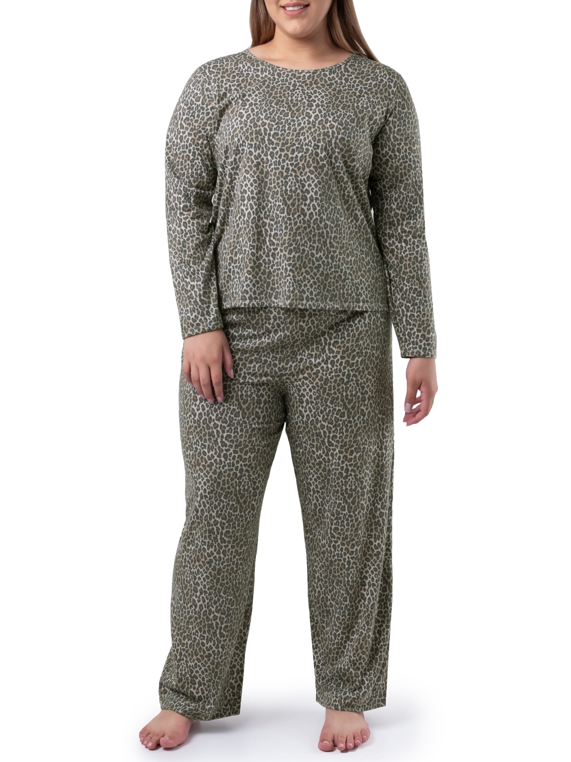 Fruit of the Loom Women's Sleep Soft & Breathable Long Sleeve Top & Pant Set, Sizes S-4X